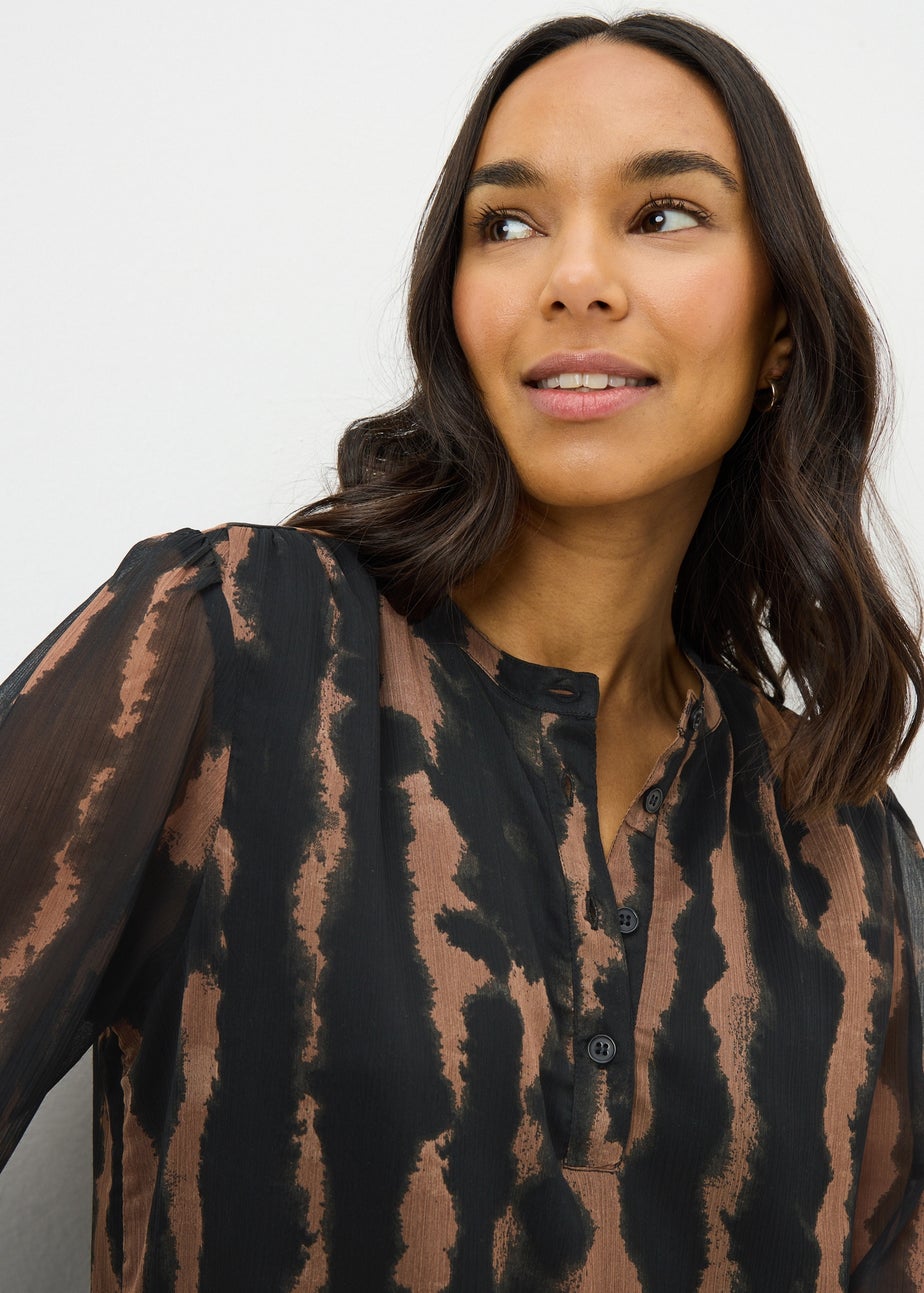 Brown Yolk Ruffle Tier Mini Dress