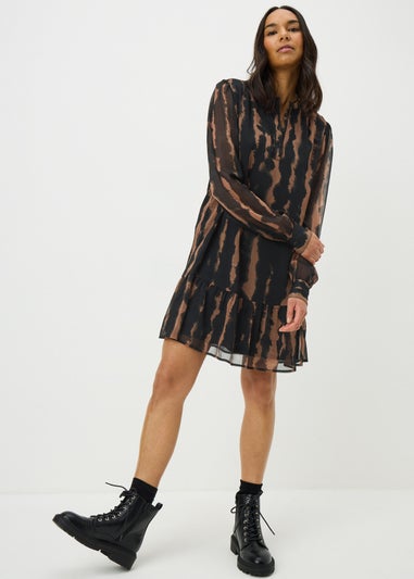 Brown Yolk Ruffle Tier Mini Dress