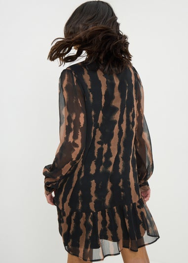 Brown Yolk Ruffle Tier Mini Dress