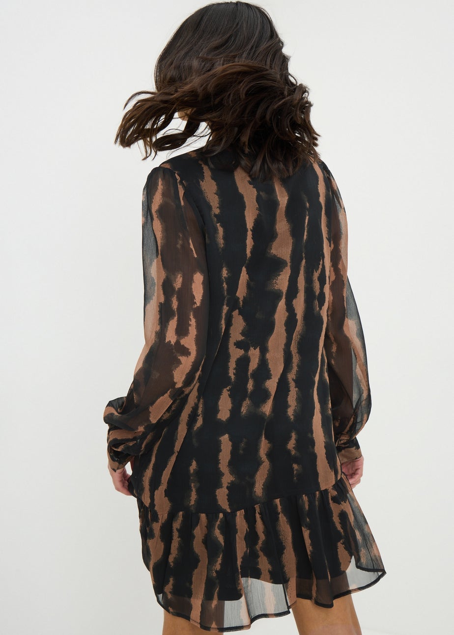 Brown Yolk Ruffle Tier Mini Dress