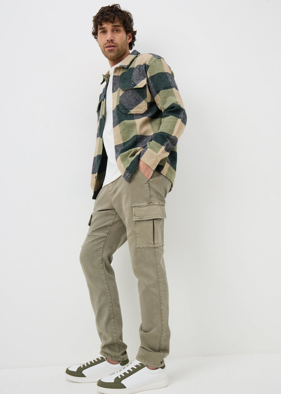 Sage Knitted Tapered Cargo Trousers