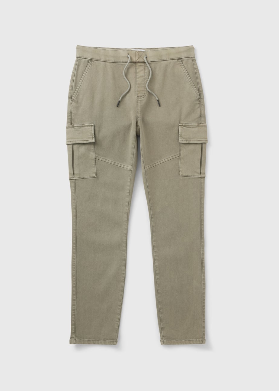 Sage Knitted Tapered Cargo Trousers