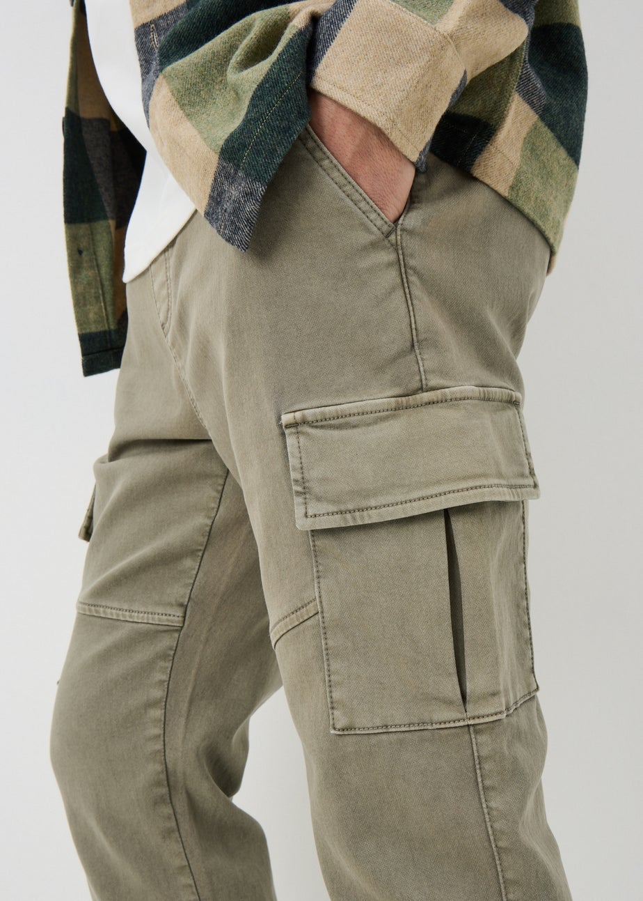 Sage Knitted Tapered Cargo Trousers