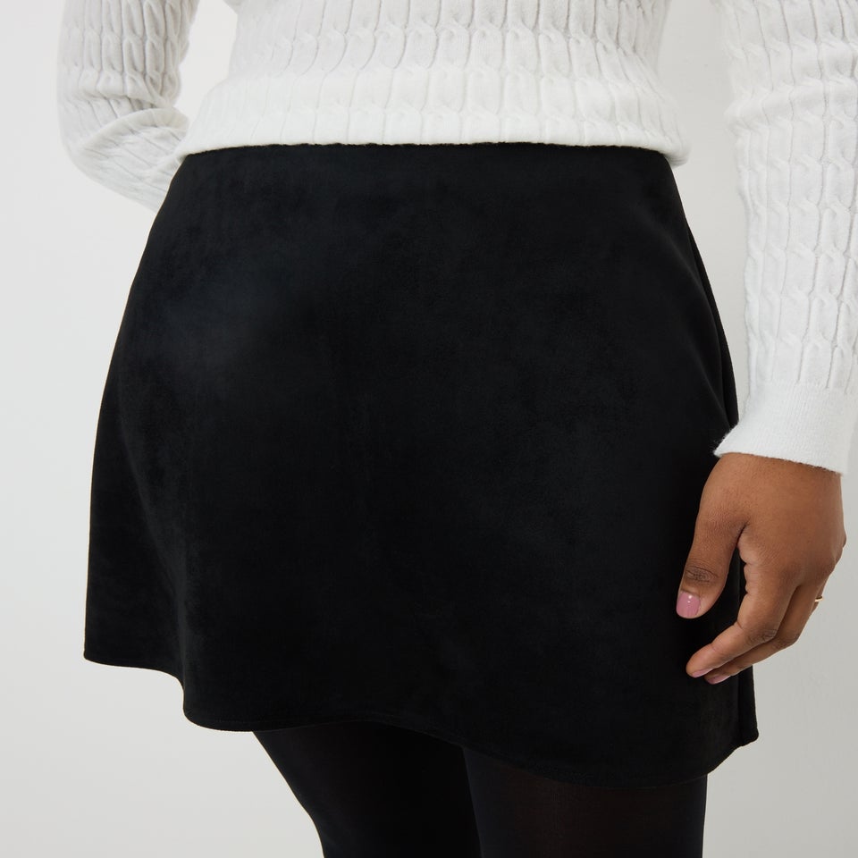 Black Suede Mini Skirt
