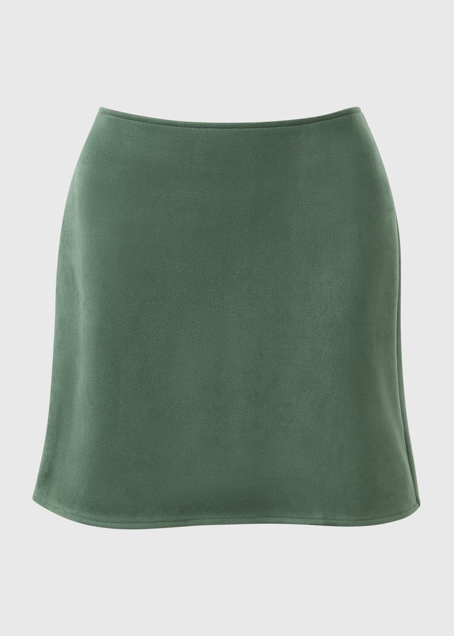 Teal Faux Suede Mini Skirt