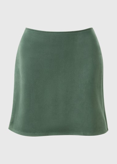 Teal Faux Suede Mini Skirt