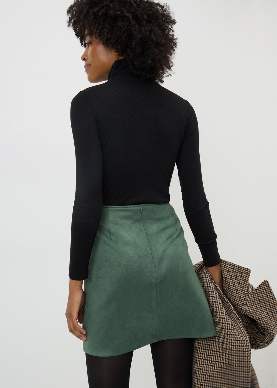 Teal Faux Suede Mini Skirt