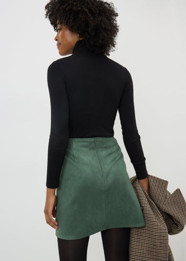 Teal Faux Suede Mini Skirt