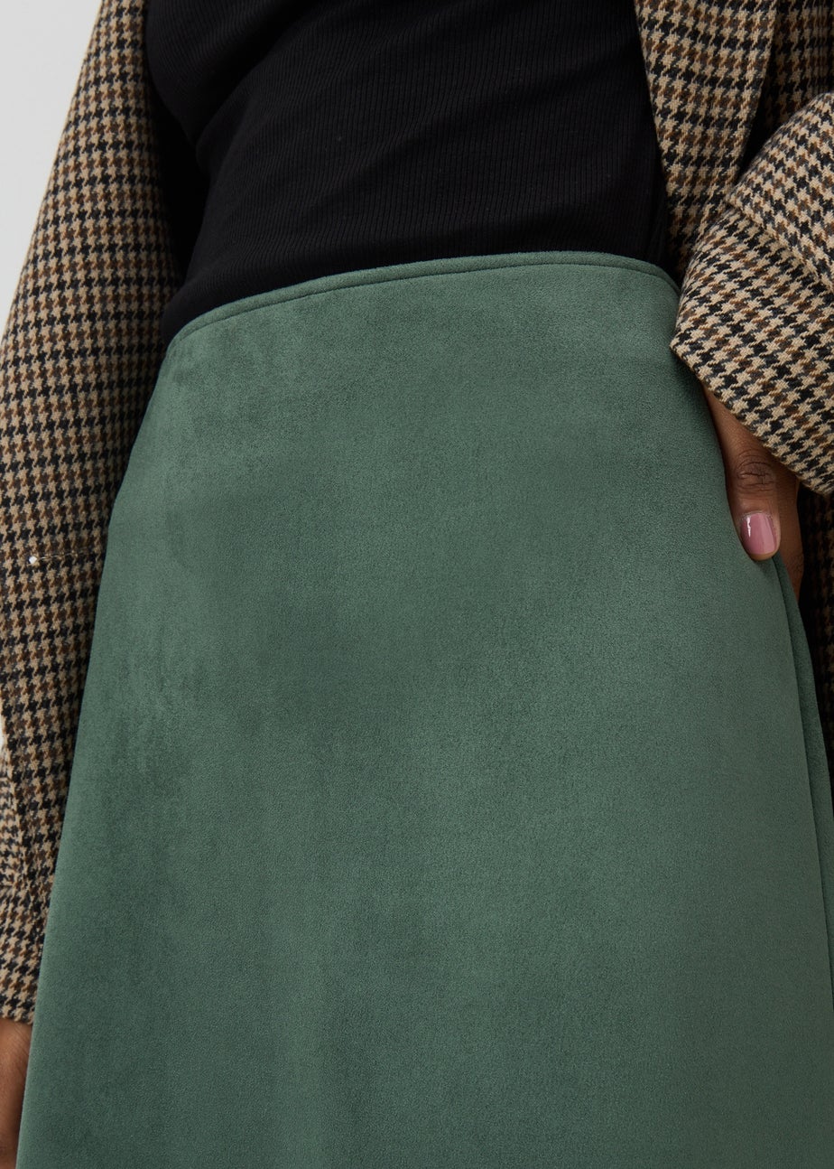 Teal Faux Suede Mini Skirt