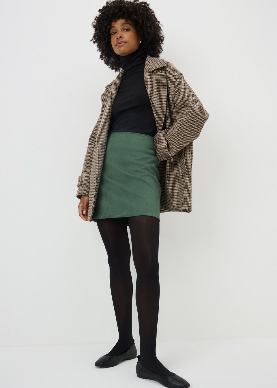 Teal Faux Suede Mini Skirt