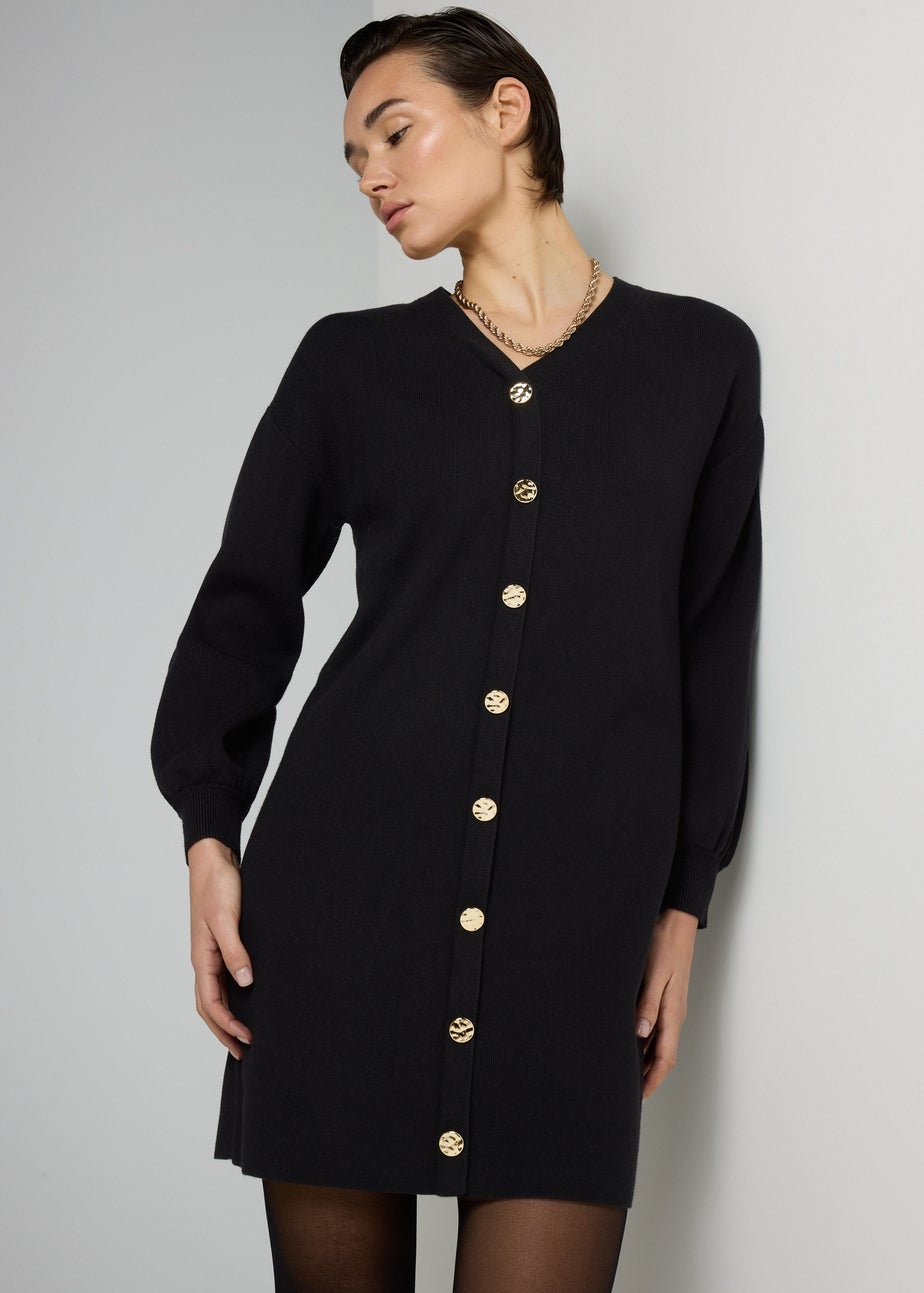 Et Vous Black Knitted Button Dress