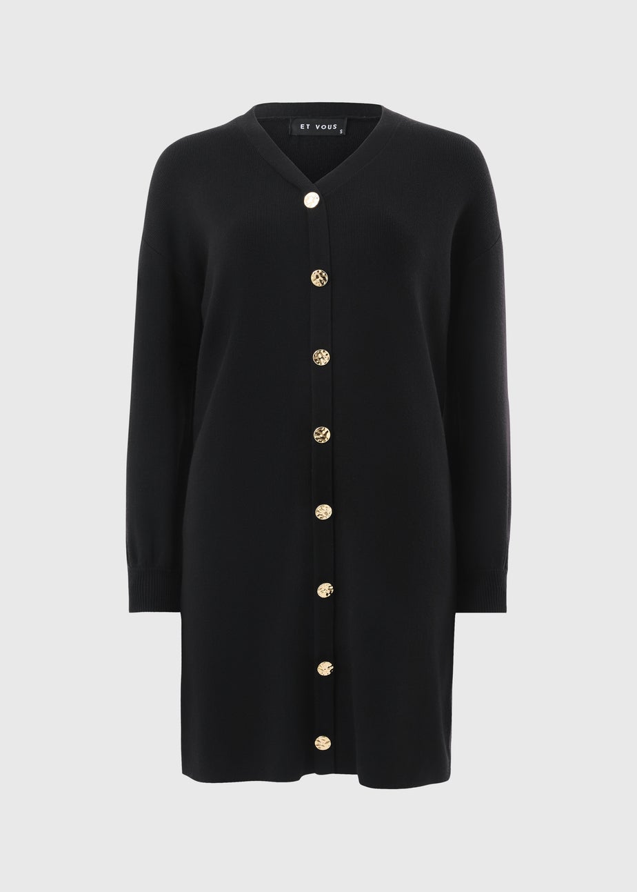 Et Vous Black Knitted Button Dress