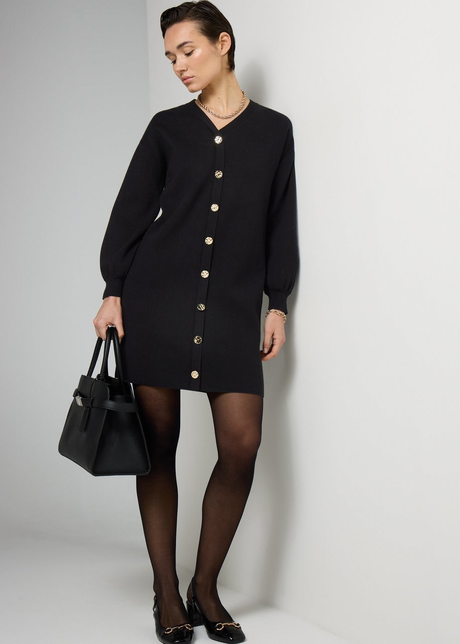Et Vous Black Knitted Button Dress