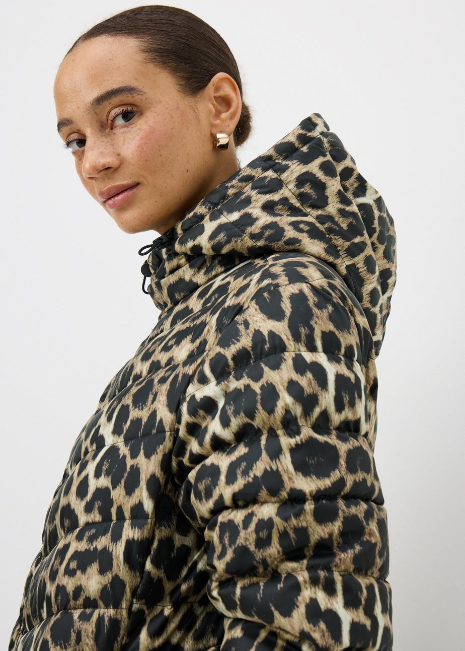 Brown Animal Print Lightweight Padded Jacket