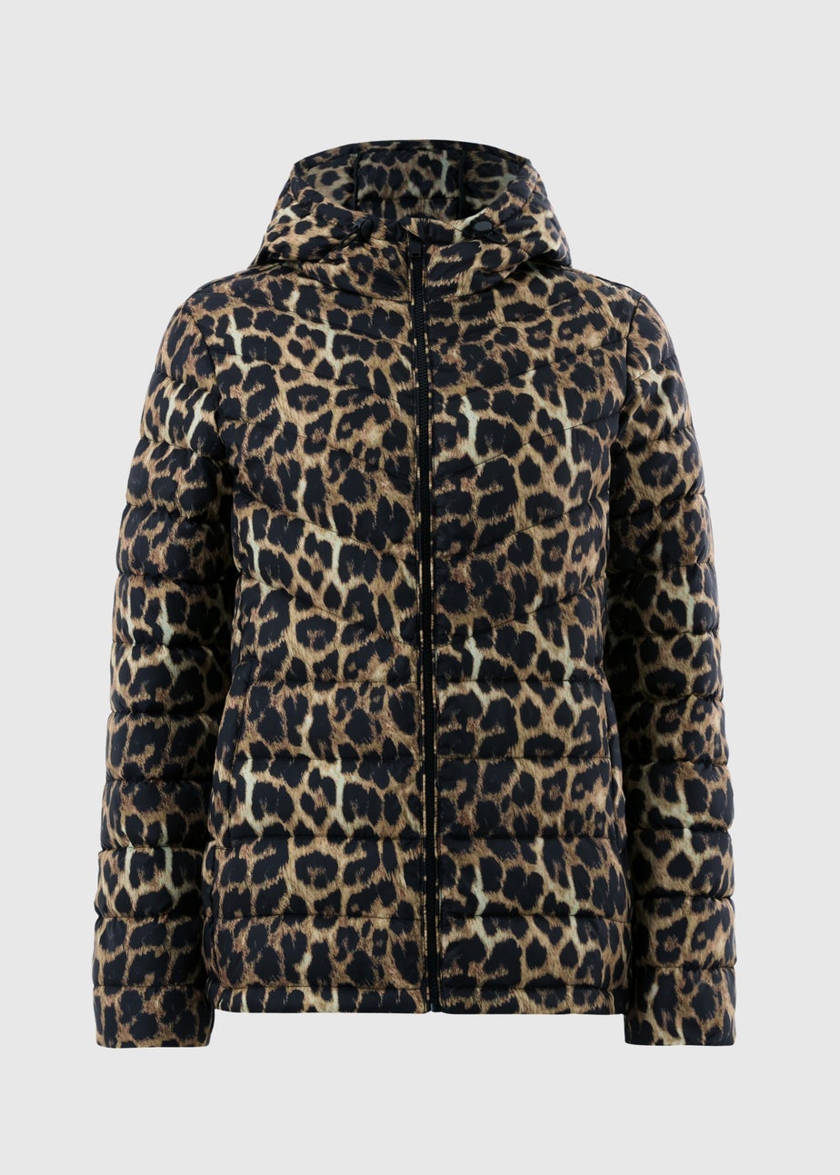 Brown Animal Print Lightweight Padded Jacket