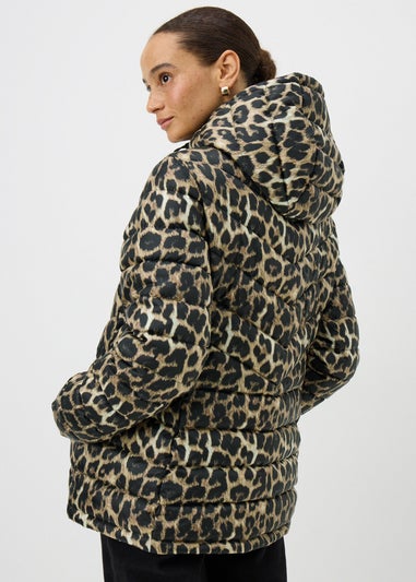 Brown Animal Print Lightweight Padded Jacket