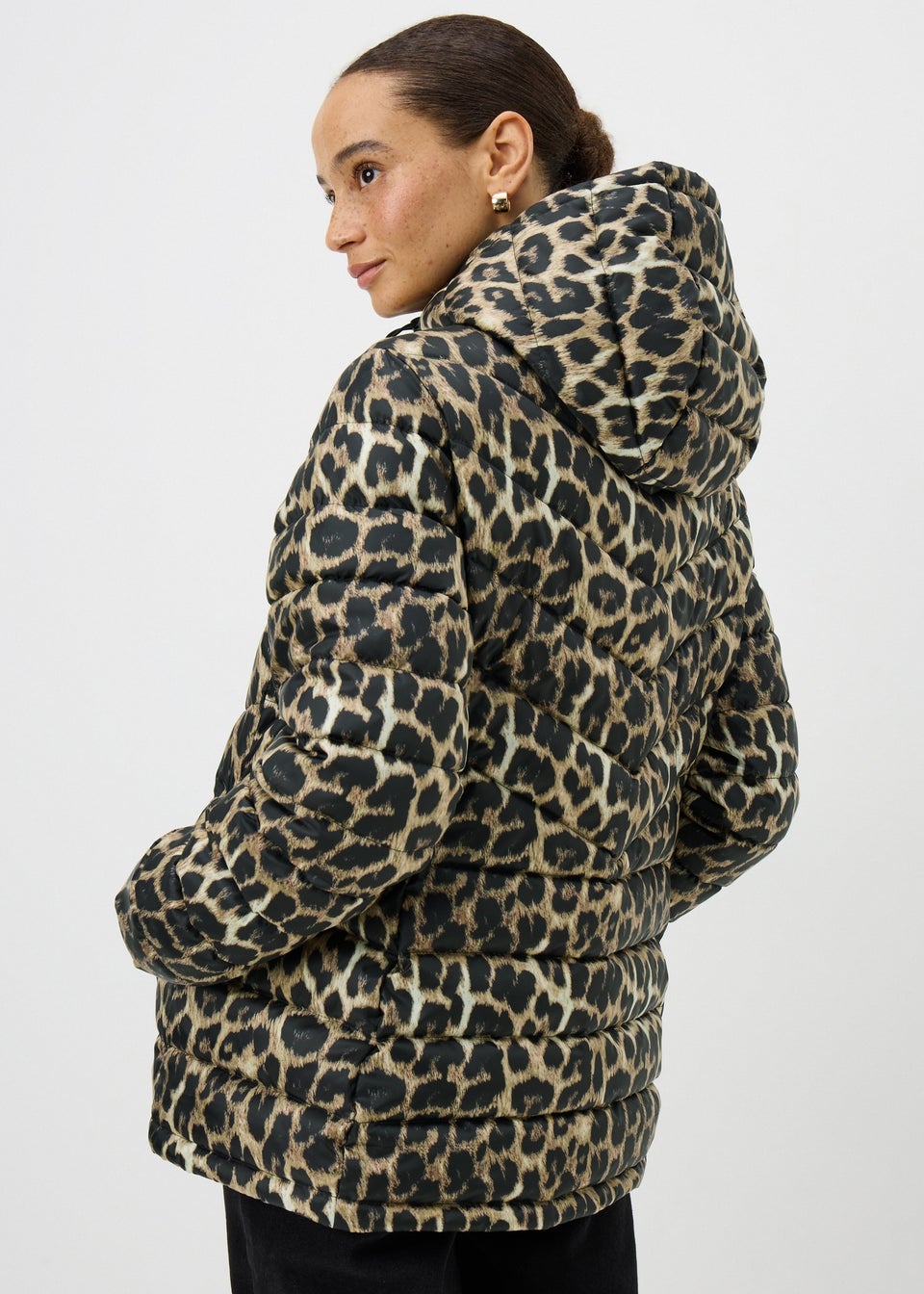 Brown Animal Print Lightweight Padded Jacket