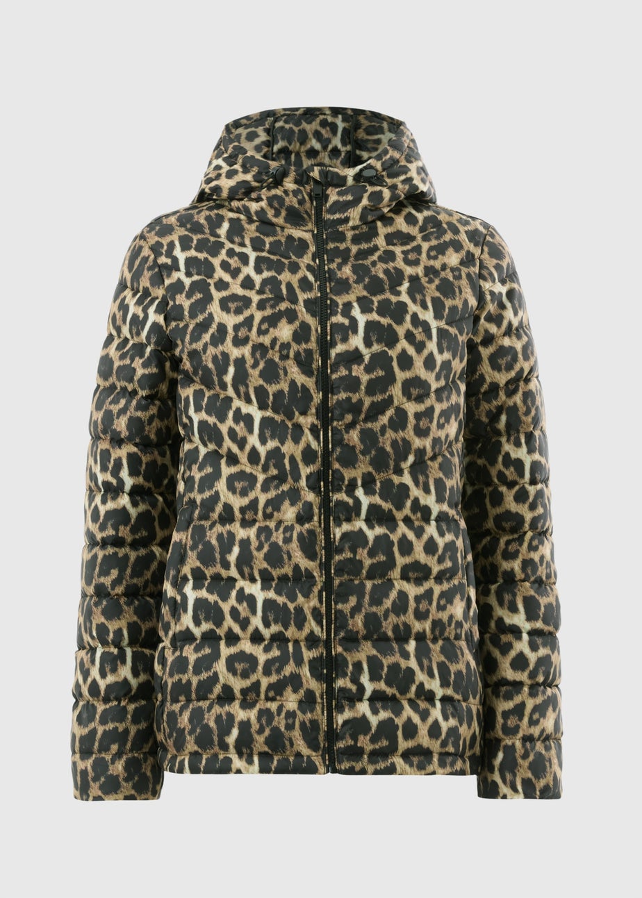 Brown Animal Print Lightweight Padded Jacket