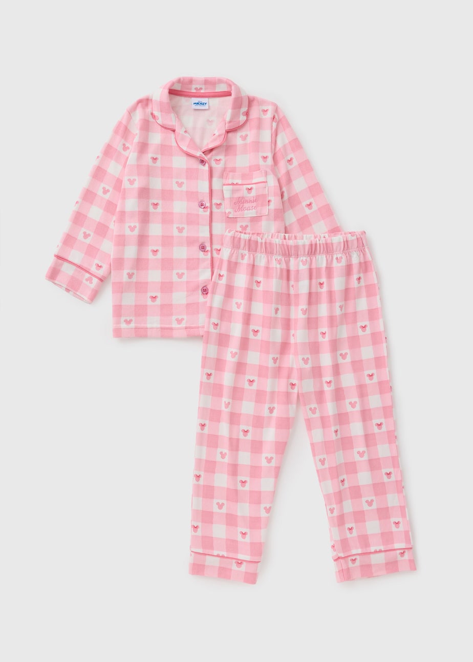 Disney Girls Pink Minnie Check Pyjama Set (1-7yrs)
