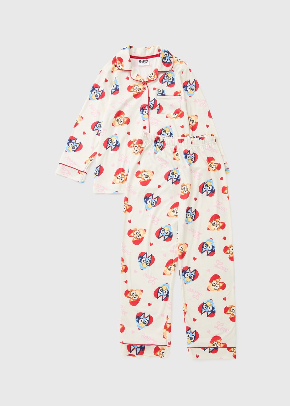 Bluey Girls White Valentines Pyjama Set (1-7yrs)