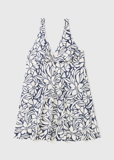 Navy Tropical Floral Swim Dress
