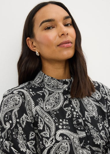 Black Paisley Shirt Mini Dress