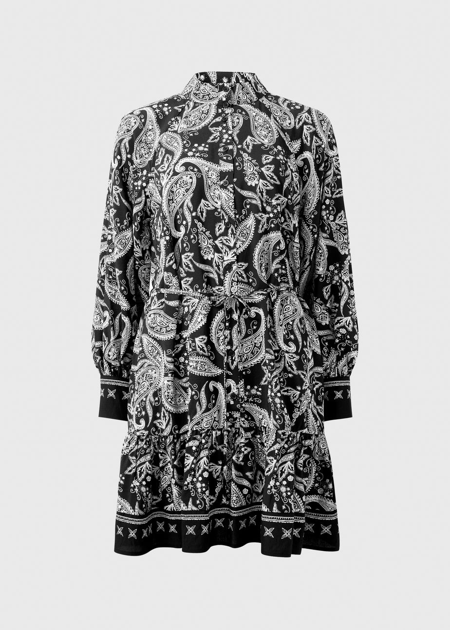 Black Paisley Shirt Mini Dress