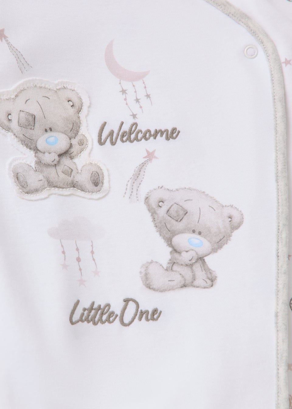 Tiny Tatty Teddy 2 Pack Baby White Zip Sleepsuits (Newborn-12mths)