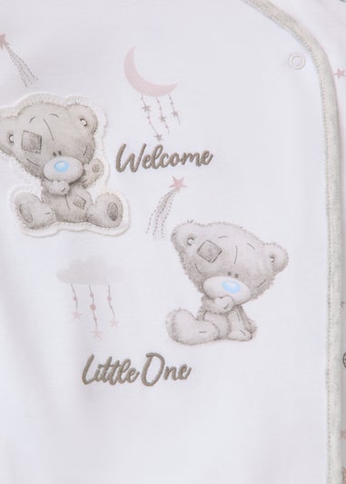 Tiny Tatty Teddy 2 Pack Baby White Zip Sleepsuits (Newborn-12mths)