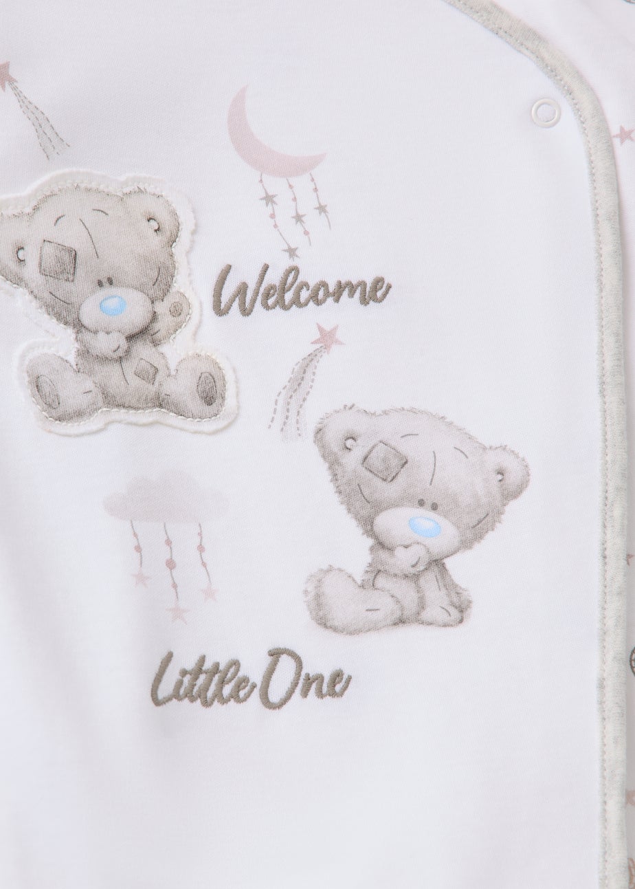 Tiny Tatty Teddy 2 Pack Baby White Zip Sleepsuits (Newborn-12mths)