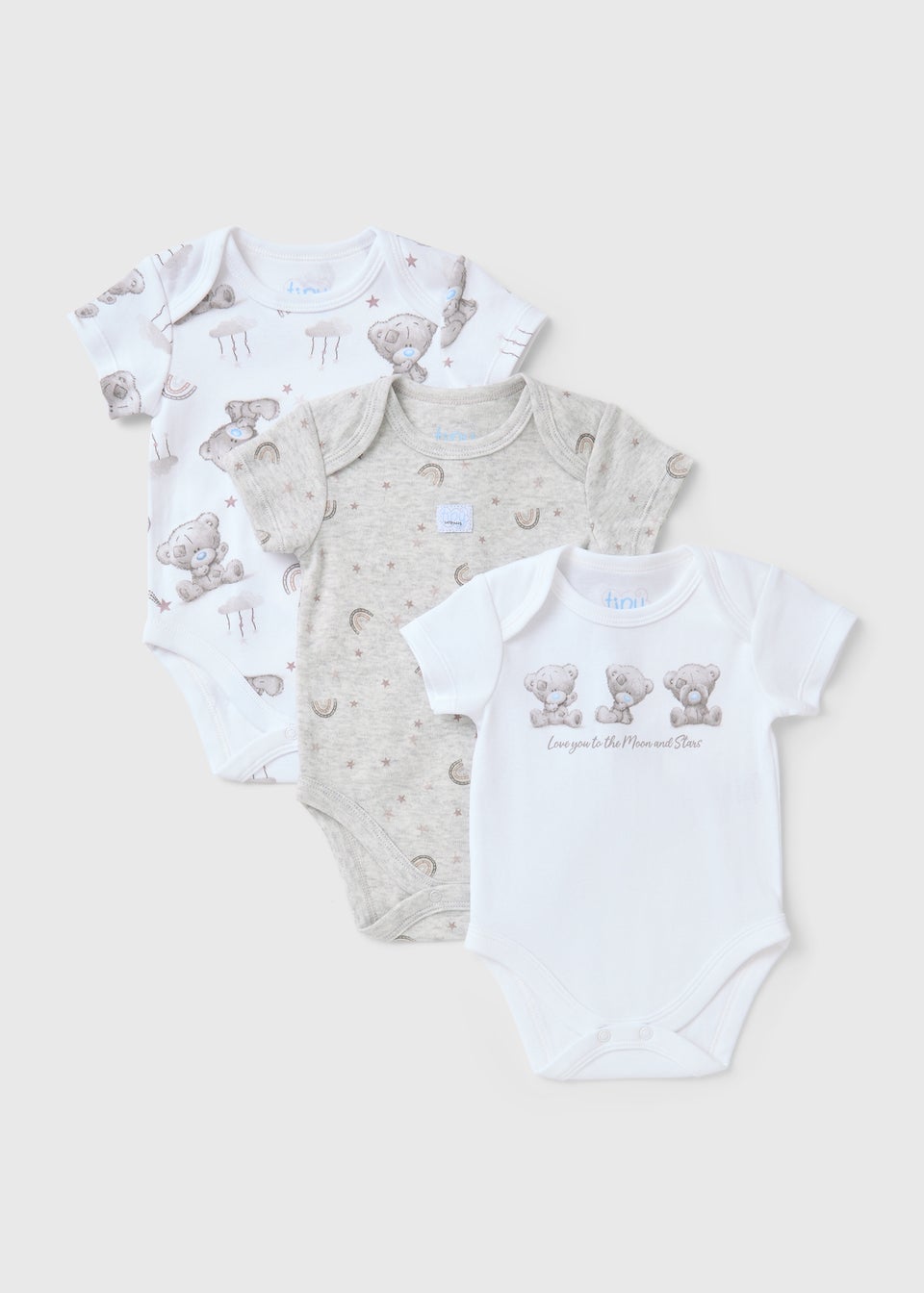 Tiny Tatty Teddy 3 Pack White Bodysuits (Newborn-12mths)