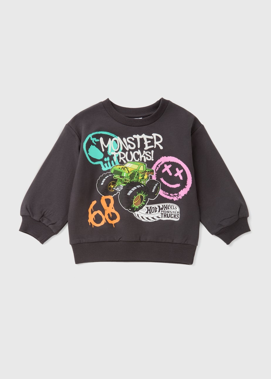 Hot Wheels Boys Charcoal Monster Trucks Sweatshirt (3-11yrs)