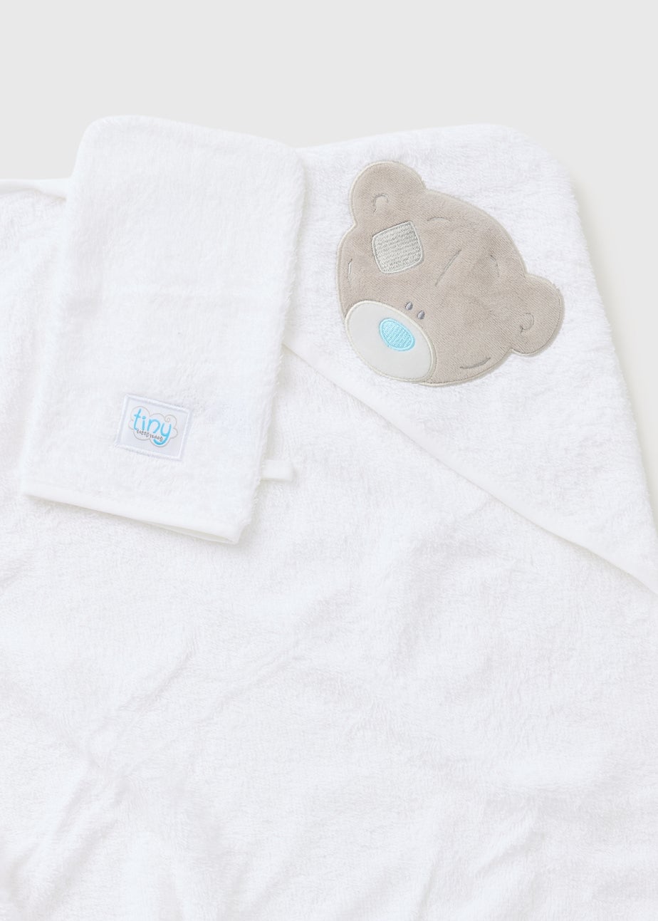 Tiny Tatty Teddy Baby White Towel Cuddle Wrap