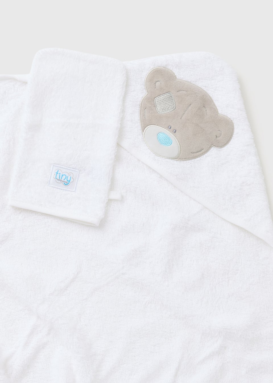 Tiny Tatty Teddy Baby White Towel Cuddle Wrap
