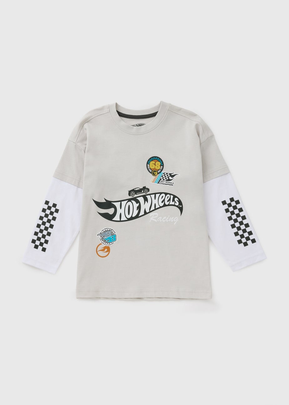 Hot Wheels Boys Grey Mock Sleeve Top (3-11yrs)