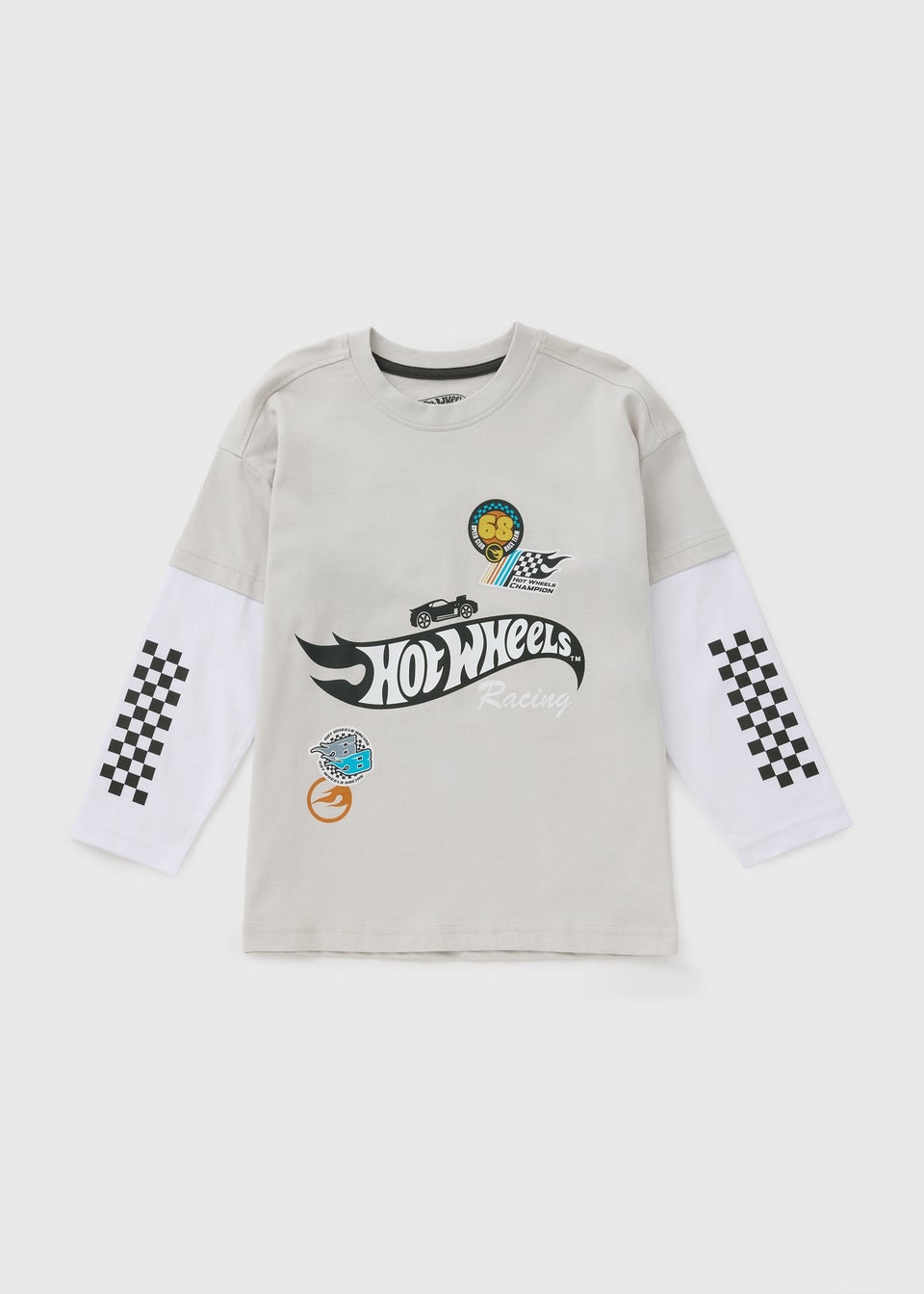 Hot Wheels Boys Grey Mock Sleeve Top (3-11yrs)