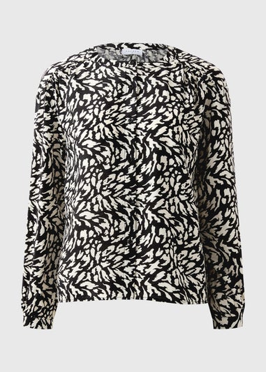 Black Animal Print Button Shirt