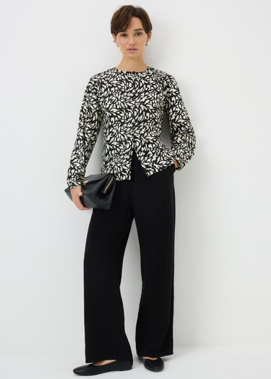 Black Animal Print Button Shirt