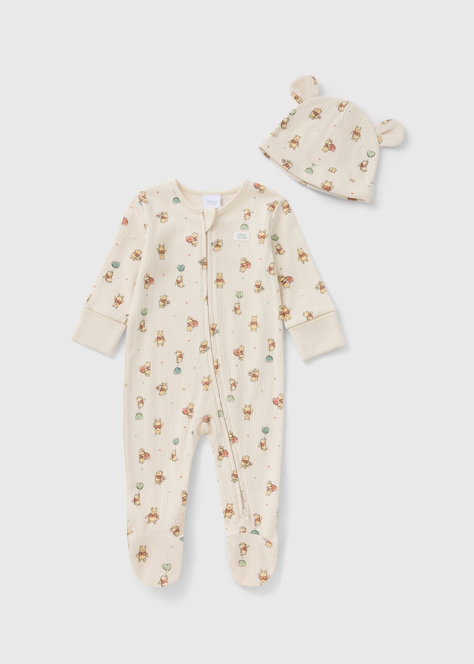 Winnie The Pooh Baby Cream Sleepsuit & Hat Set (Newborn-23mths)