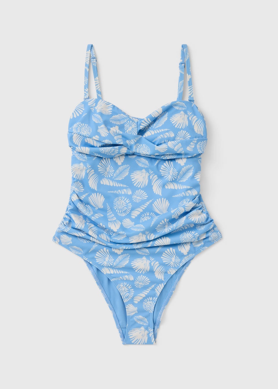 Pale Blue Shell Print Shapewear Swimsuit