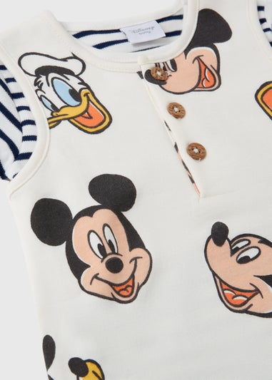 Disney Baby Cream Mickey Mouse Head Top & Dungaree Set (Newborn-23mths)