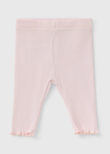 Baby Light Pink Ribbed Leggings (Newborn-23mths)