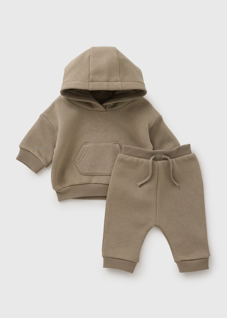 Baby Taupe Hoodie & Jogging Bottom Set (Newborn-23mths)
