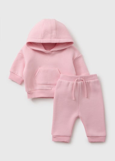Baby Light Pink Hoodie & Jogging Bottom Set (Newborn-23mths)