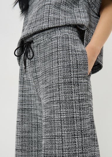 Black Textured Wide Leg Co Ord Trousers