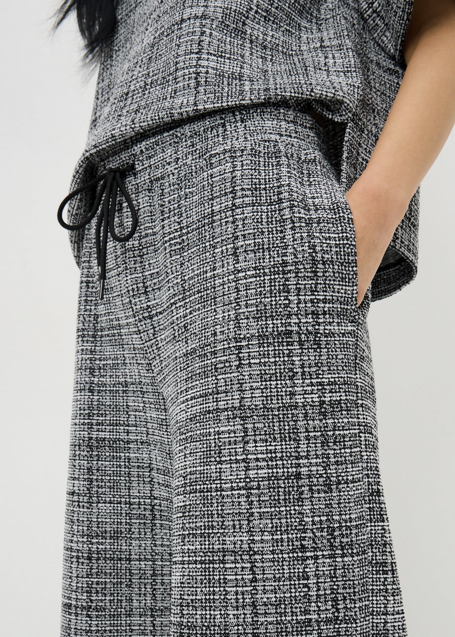 Black Textured Wide Leg Co Ord Trousers