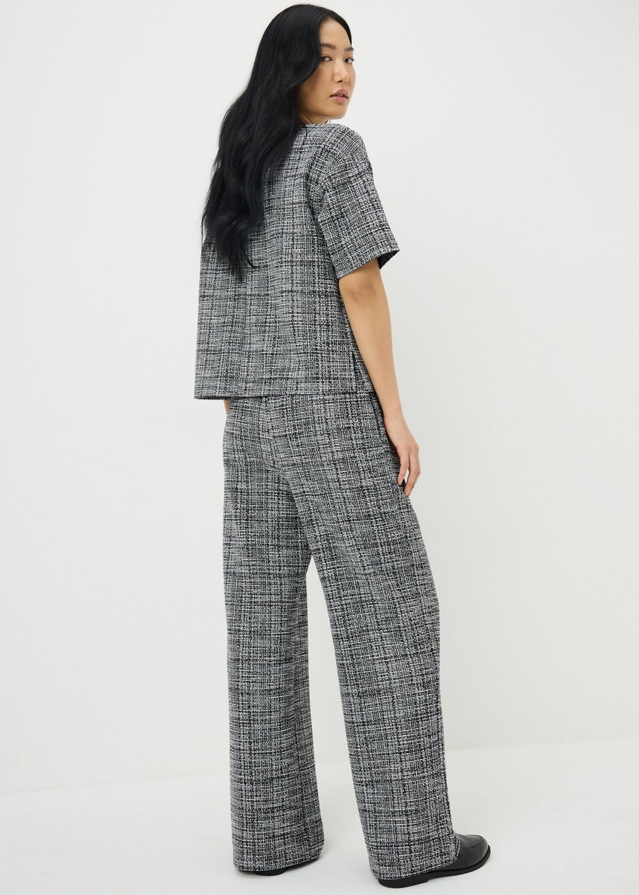 Black Textured Wide Leg Co Ord Trousers