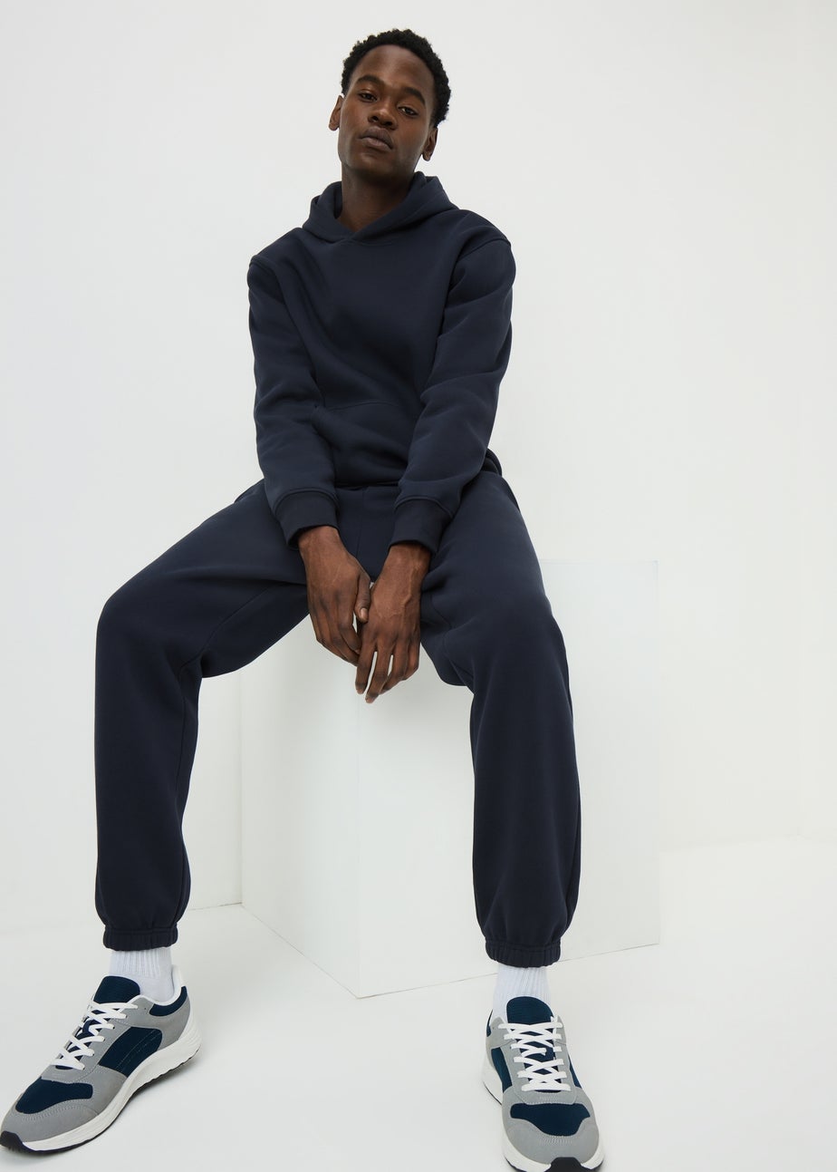 Navy Relaxed Pull On Hoodie