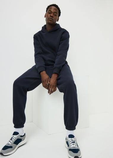 Navy Relaxed Pull On Hoodie