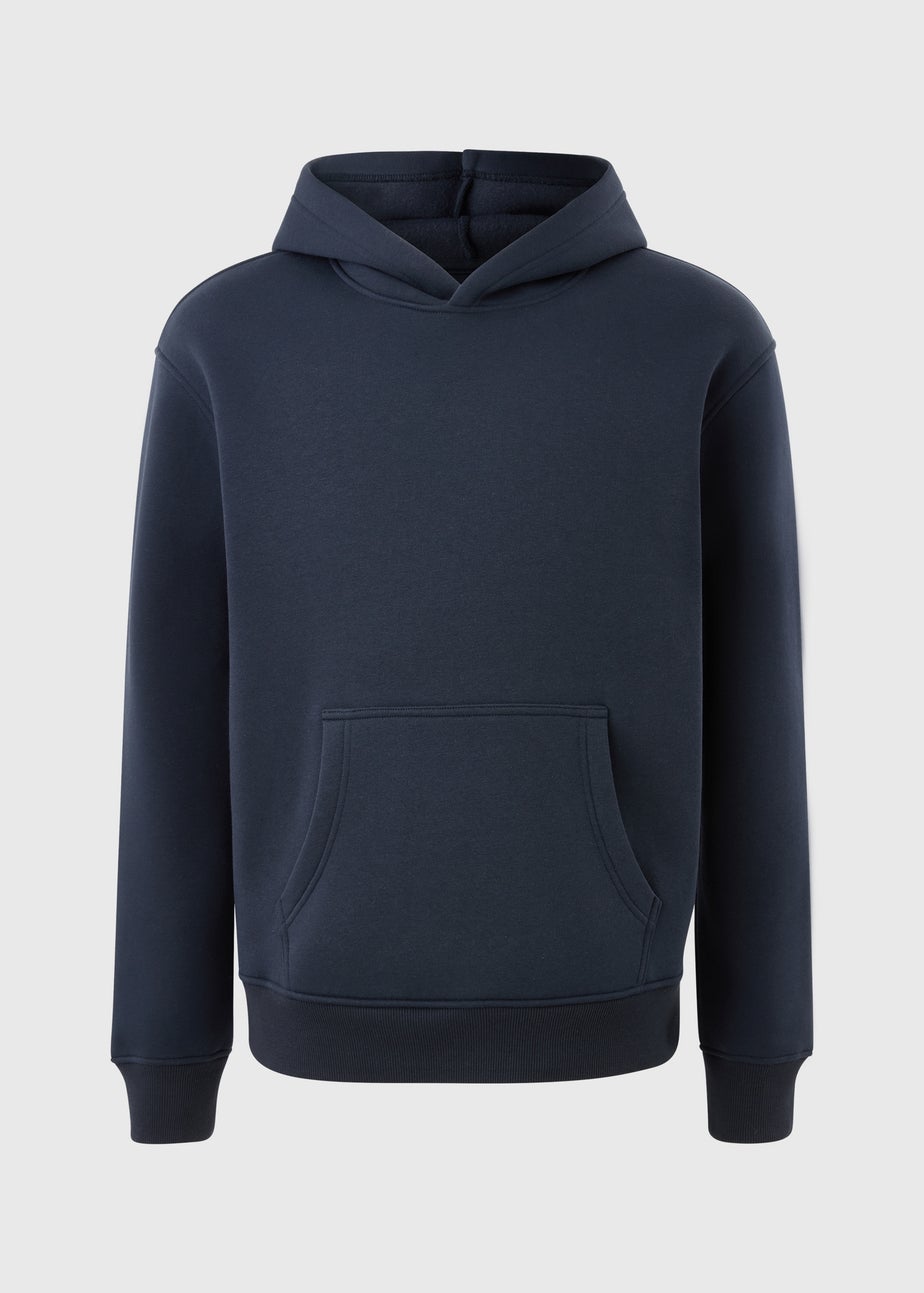 Navy Relaxed Pull On Hoodie